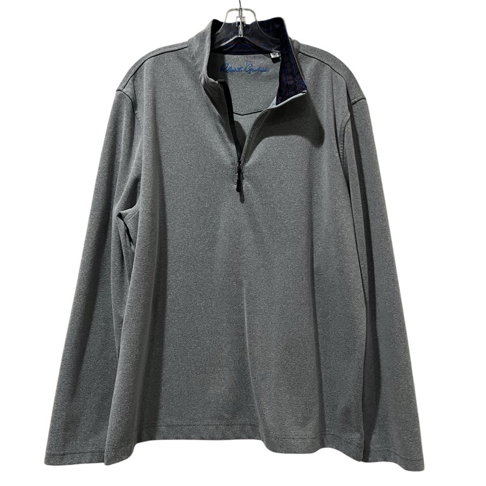 Robert Graham Men’s 2X XXL Gray Quarter Zip Sweater Fleece Aztec Collar R6